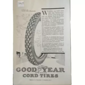 Vintage 1917 GoodYear Akron Cord Tires Ad Advertisement - Picture 1 of 4