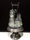 Antique Pairpoint Mfg. Co Glass Cruet Condiment COMPLETE Set ~ Quadruple Plate