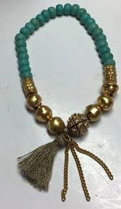 SILPADA Brass Caribbean Cool stretch bracelet NWT turquoise bead tassel KRB0039 - Picture 1 of 8