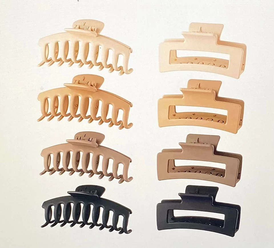 8 Piezas Pinzas de Pelo Grandes para Mujer para Cabello Grueso Fino Rizado, Antideslizantes Mate Cuadrado Foto 1 de 3