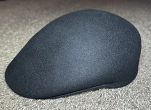 Ethos Men’s Flat Cap Ivy Hat Solid Black 100% Wool Size M/L - Picture 1 of 15