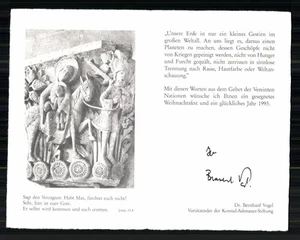Tarjeta de autógrafo Bernhard Vogel original firmada + G 45069 - Imagen 1 de 2