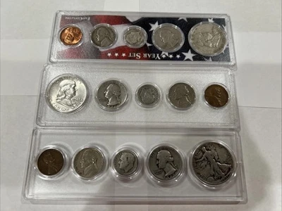 1947,1948,1949- MINT SET (3 Lots Sets) 90 % SILVER. - Image 1 of 4