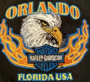 Harley Davidson Eagle Flames Hat Orlando Florida Flaming Fire Strap back 2006 - Picture 1 of 7