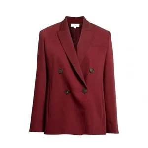 Blazer Vince Doble Pecho Crepé Novio Talla 10 Ciruela Vino Ropa de Carrera Oficina - Imagen 1 de 12