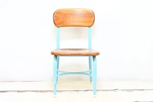 Vintage Heywood Wakefield School Chair Childs MidCentury Stool Wood Metal Chair - Picture 1 of 12