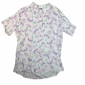 Camisa Disney Stitch Snacks Rayón Botón Frontal Pizza Piña Donuts Grande - Imagen 1 de 7