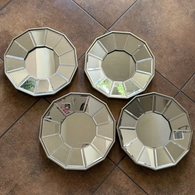 Conjunto de 4 espelhos geométricos art déco MCM, 12,75” - Imagem 1 de 4