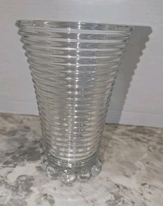 Jarrón grande vintage de vidrio Manhattan de Anchor Hocking de 8" PESADO estilo boopie V1108 - Imagen 1 de 13