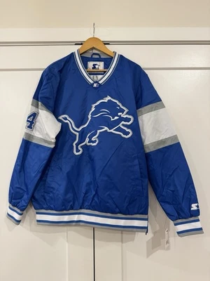 Jaqueta Pulôver Nova Com Etiqueta Retro Detroit Lions Starter Tamanho Grande Azul - Imagem 1 de 4