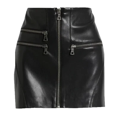 Alice + Olivia Kendall Black Faux Leather Mini Skirt Size 2 - Image 1 of 4