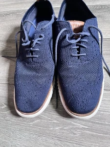 Cole Haan Shoes Mens Sz 9 M Blue Zerogrand Stitchlite Wingtip Oxford Knit C27569 - Picture 1 of 15