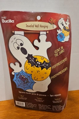 "Kit colgante de pared vintage Bucilla Halloween fantasma fieltro con joyas 16x25"" NUEVO Foto 1 de 2