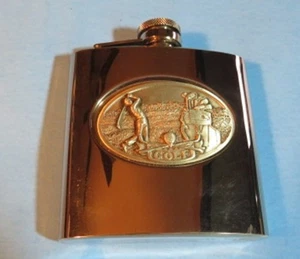 Golf Flachmann 6oz.  Edelstahl, gebraucht, - Bild 1 von 2