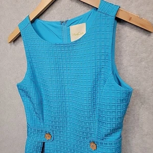 ModCloth Women’s S Blue Textured Dress Retro Sleeveless Fit Flare Vintage Style - Picture 1 of 15