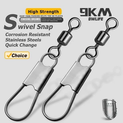 50~200Pcs Fishing Rolling Swivel with Interlock Duo-Lock Snap Connectors Tackle - Image 1 of 4