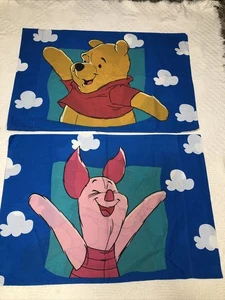 90er Vintage Disney Winnie Puuh und Ferkel Kissenbezüge blau mit Wolken 2-teiliges Set - Bild 1 von 10