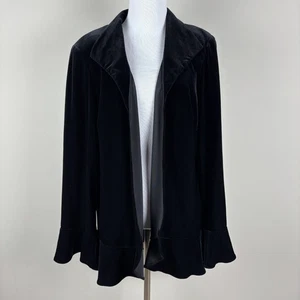 Chaqueta de terciopelo Alex Evenings para mujer 1X negra frente abierto manga larga caprichosa - Imagen 1 de 11