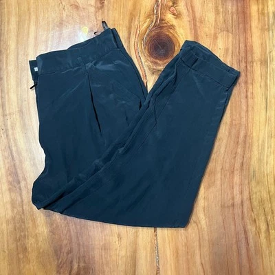 Pantalones de vestir para mujer Roberto Cavalli negros plisados de seda 46 carrera formal H17 Foto 1 de 4