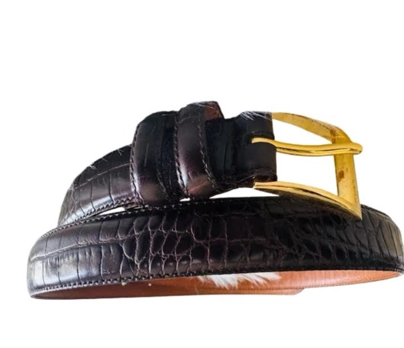 Cinturón Ralph Lauren Negro Caimán Mujer Tono Dorado Hebilla Talla Pequeña De Colección Foto 1 de 4