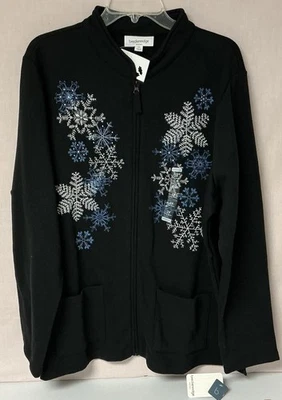 Breckenridge Mujer 2X Ligero Cremallera Completa Vellón Chaqueta Adornada con Copos de Nieve Foto 1 de 4