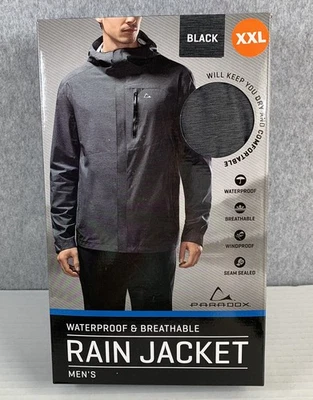 PARADOX Men's Waterproof, Wind Proof Breathable Rain Jacket - Black Size XXL NIB - Image 1 of 4