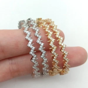 trendy wave Cubic zirconia pave 18k gold plated hoop Earrings For Women - Picture 1 of 24