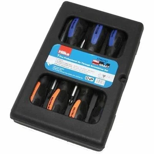 Go Thru Screwdriver Set 7 Pieces Pozi Phillips Slotted Magnetic Tips Soft Grip - Picture 1 of 8