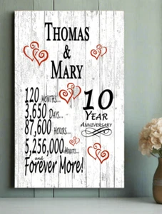 10 Year Anniversary Gift – Personalized 10th Anniversary Plaque with Custom Name - Picture 1 of 10