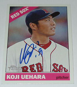 KOJI UEHARA SIGNED AUTO'D 2015 TOPPS HERITAGE CARD #315 BOSTON RED SOX CUBS