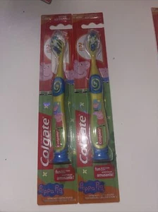Colgate Peppa Pig Kids Manual Toothbrush Yellow Suction Cup X- Soft Pack of 2 - Picture 1 of 6