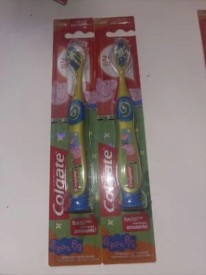 Colgate Peppa Pig Kids Manual Toothbrush Yellow  Suction Cup X- Soft  Pack of 2 - Image 1 of 4