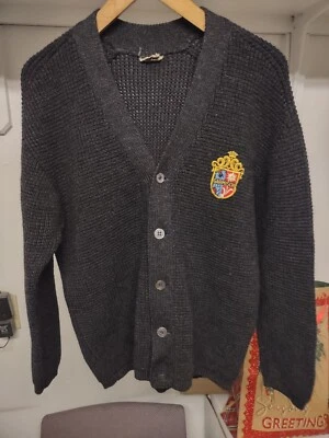 Vintage Mens 1950's DAUT Germany Wool Cardigan Sweater Garmisch Ski Skiing Sz 42 - Image 1 of 4