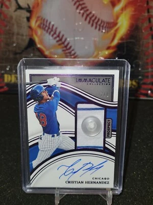 2023 Panini Immaculate #40 Cristian Hernandez Prospect BUTTON On-Card Auto 7/8 - Image 1 of 2