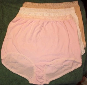 3 pares de bragas elásticas de encaje 100 % algodón surtidas talla 12 Carole Panty hechas en EE. UU. - Imagen 1 de 1
