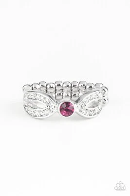 Anillo Paparazzi Lado Extra de la Elegancia Rosa Banda Elástica Foto 1 de 2