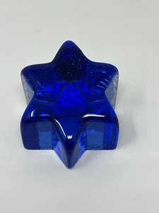 Feuer und Licht recyceltes Glas 6 Punkt Stern Briefbeschwerer blau Kobalt Davidstern - Bild 1 von 11