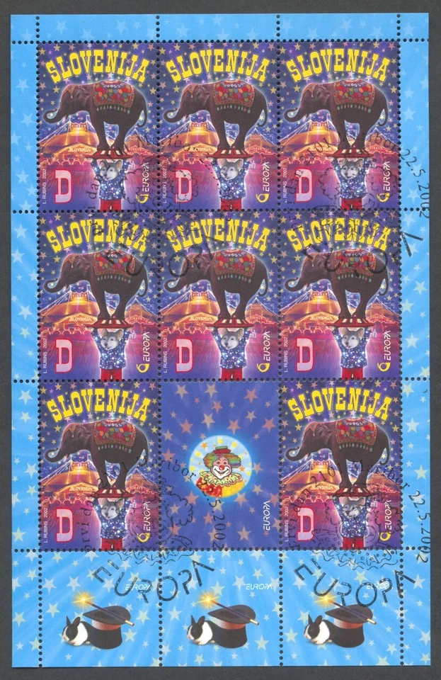 Slovenia, 2002, Circus, Elephant, Europa Cept, Cancelled Sheet, Michel 403 - Image 1 of 1
