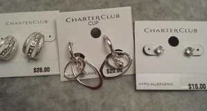 NEW -Brand NEW Macy's Charter Club Earrings Lot Silver Tone - Picture 1 of 1