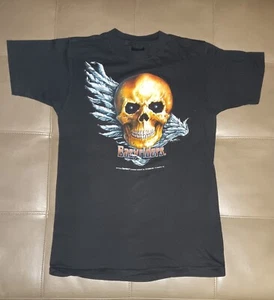 Vintage Easyriders 80s 3D Emblem T-Shirt Skull Wings Harley Davidson Size S - Picture 1 of 19