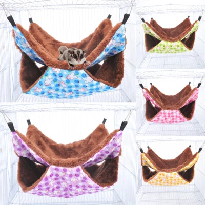 Hamaca de felpa para hámster de dos niveles cama para mascotas saco de dormir colgante nido cálido suspendidoη Foto 1 de 4