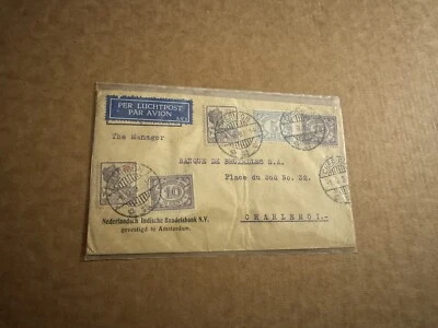 Netherlands Indies 1930s Cover (b) 5-Stamp Franking +Cheribon Comb CDS +Bank - Image 1 of 2