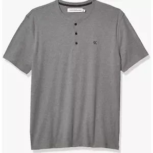 Calvin Klein Men's Short Sleeve Henley Ribbed Logo T-Shirt - NEW - Picture 1 of 2