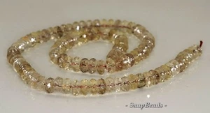 PIETRA PREZIOSA QUARZO FUMÉ LIMONE 8X4 MM GRADO A RONDELLE SFACCETTATE PERLINE SFUSE 7,5 pollici - Foto 1 di 4