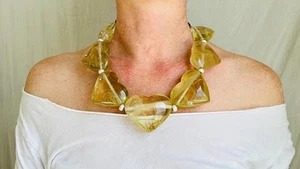 Citrine Heart Necklace. Maximalist Jewelry Handcrafted with Sterling Silver 2685 - Picture 1 of 7
