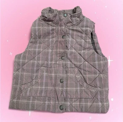 Chaleco acolchado a rayas marrón y rosa vintage raro Y2K Gap para niños talla M/L 8-1 Foto 1 de 4