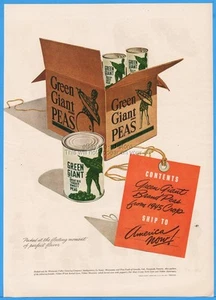 1945 Jolly Green Giant Sweet Peas Le Sueur MN Vintage Kitchen Decor Ad - Picture 1 of 1