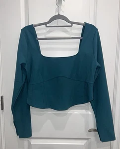 Abercrombie & Fitch Cropped Corset Ballet Core Top Teal Green Size XL - Picture 1 of 6
