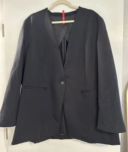 Spanx The Perfect Collarless Ponte Knit Blazer Jacket Classic Black 1X NWOT - Picture 1 of 7