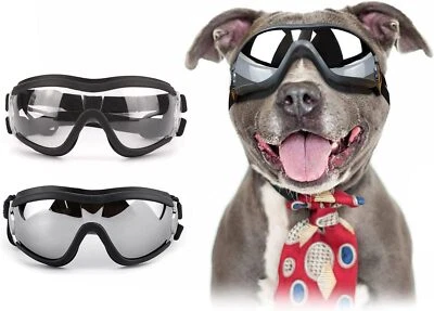 2 Pcs Clear Dog Goggles, And Black Sunglasses For Dogs Large Breed Adjustable - Image 1 of 4